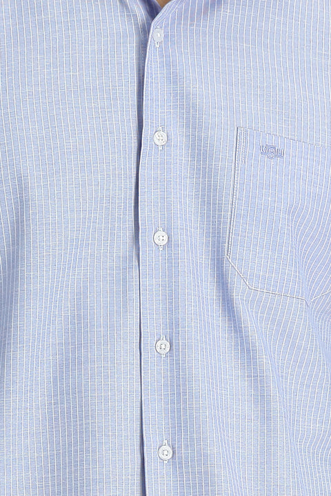 Medium Navy Long Sleeve Regular Fit Striped Cotton Easy-Iron Shirt