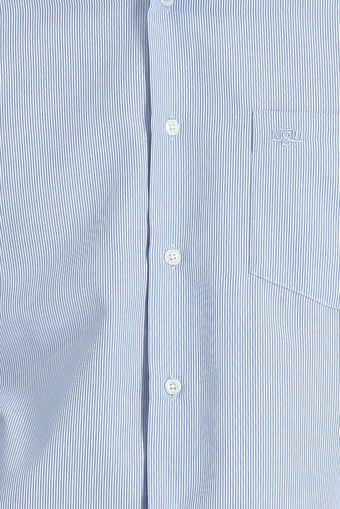 Light Blue Long Sleeve Regular Fit Classic Striped Cotton Shirt