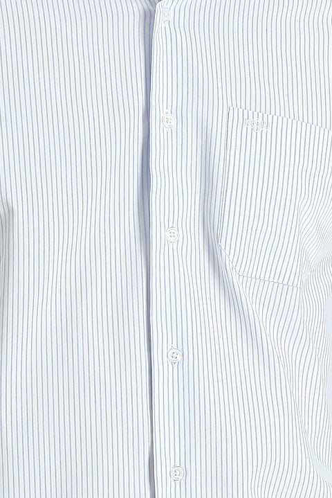 Light Blue Long Sleeve Classic Striped Cotton Shirt
