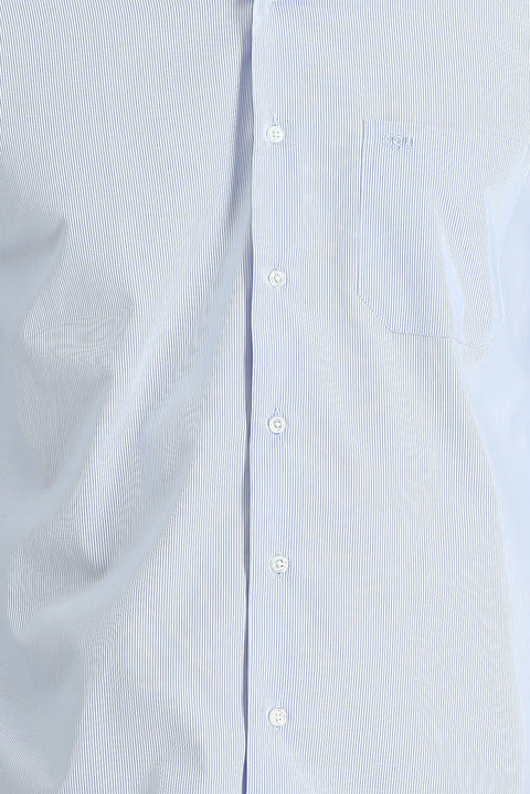 Light Blue Long Sleeve Regular Fit Classic Striped Easy Iron Cotton Shirt