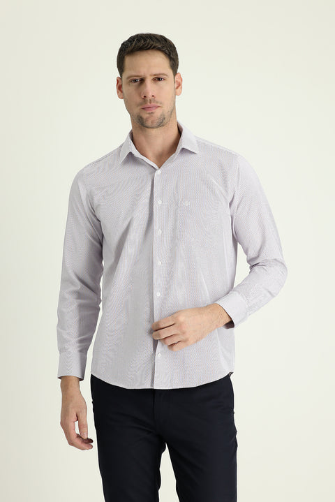 Light Red Long Sleeve Classic Striped Cotton Easy-Iron Shirt