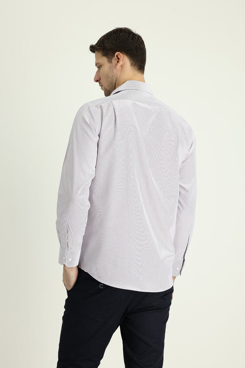 Light Red Long Sleeve Classic Striped Cotton Easy-Iron Shirt