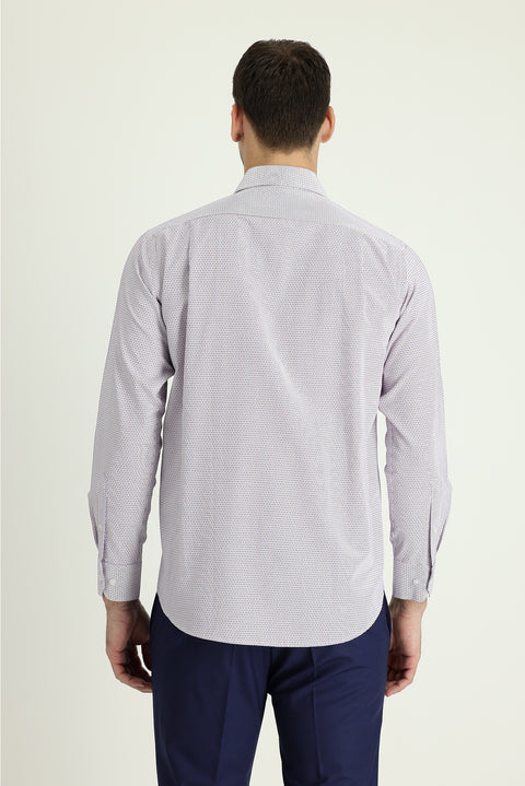 Dark Red Long Sleeve Classic Striped Cotton Shirt