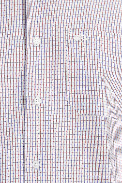 Dark Red Long Sleeve Classic Striped Cotton Shirt