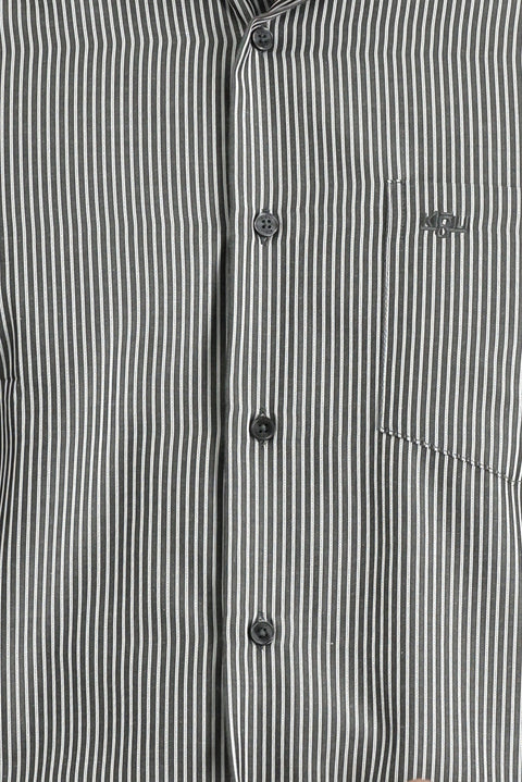 Off-Black Long Sleeve Regular Fit Striped Shirt