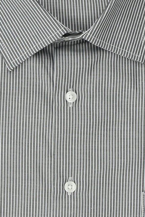 Black Long-Sleeve Classic Striped Easy-Iron Cotton Shirt