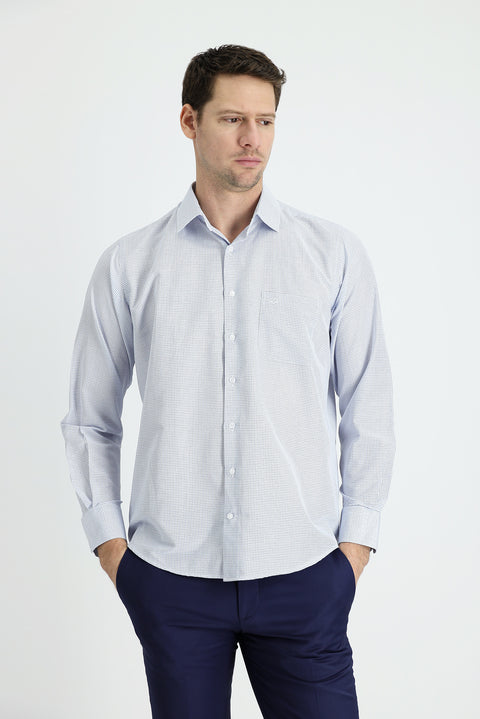 Medium Navy Long Sleeve Classic Plaid Cotton Shirt