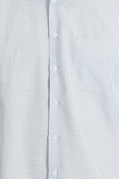 Medium Navy Long Sleeve Classic Plaid Cotton Shirt
