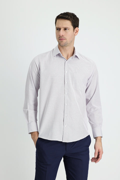 Dark Red Long Sleeve Classic Plaid Cotton Shirt