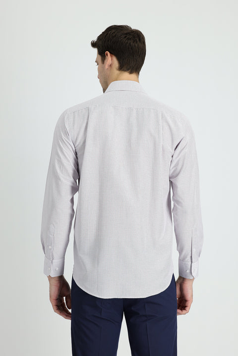 Dark Red Long Sleeve Classic Plaid Cotton Shirt