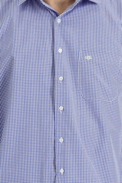 Medium Navy Long Sleeve Regular Fit Patterned Cotton Shirt