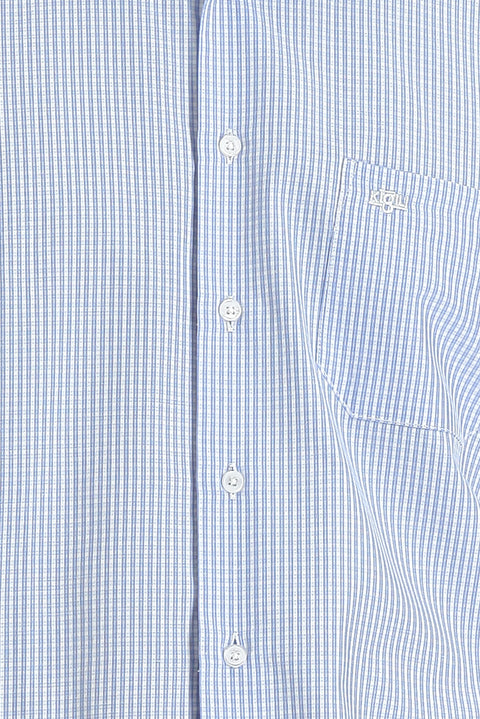 Blue Long Sleeve Regular Fit Patterned Cotton Shirt