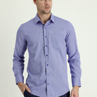 Blue Long Sleeve Regular Fit Plaid Sport Shirt