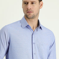 Dark Blue Long Sleeve Regular Fit Patterned Cotton Shirt