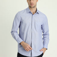 Medium Navy Long Sleeve Regular Fit Plaid Sport Cotton Shirt