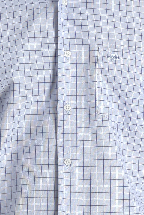 Medium Navy Long Sleeve Regular Fit Plaid Sport Cotton Shirt