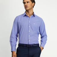 Medium Navy Long Sleeve Classic Plaid Pocketed Cotton Easy-Iron Shirt