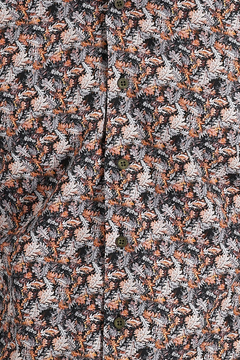 Medium Orange Long Sleeve Slim Fit Printed Cotton Shirt