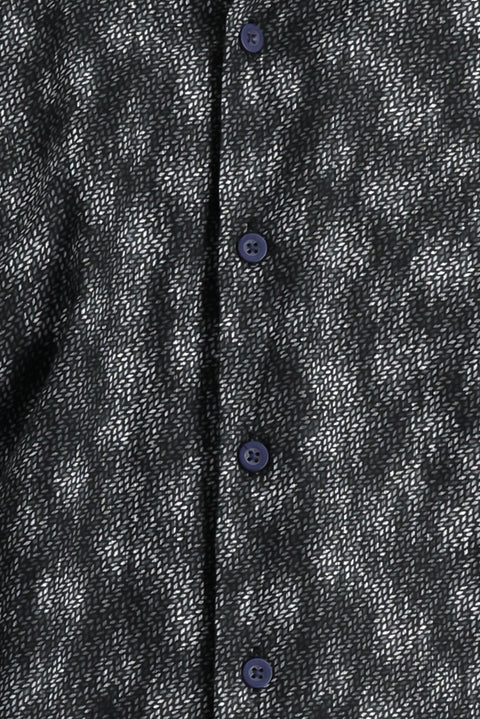 Koyu Antrasit Uzun Kol Slim Fit Dar Kesim Baskılı Pamuk Gömlek