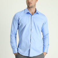 Light Blue Long Sleeve Slim Fit Classic Cotton Shirt