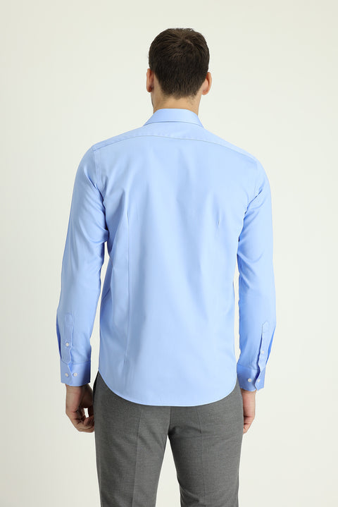 Light Blue Long Sleeve Slim Fit Classic Cotton Shirt