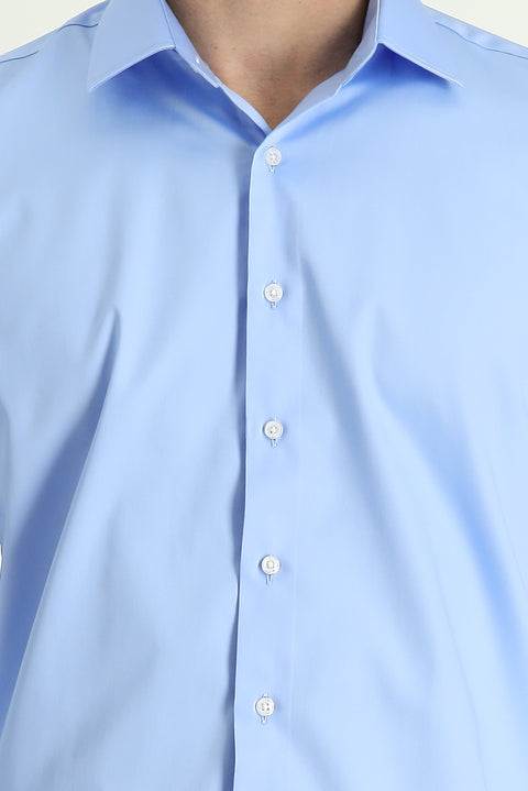 Light Blue Long Sleeve Slim Fit Classic Cotton Shirt