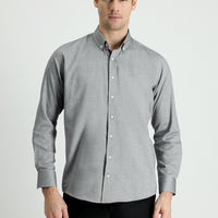 Black Long Sleeve Slim Fit Narrow Cut Oxford Cotton Button-Down Collar Shirt