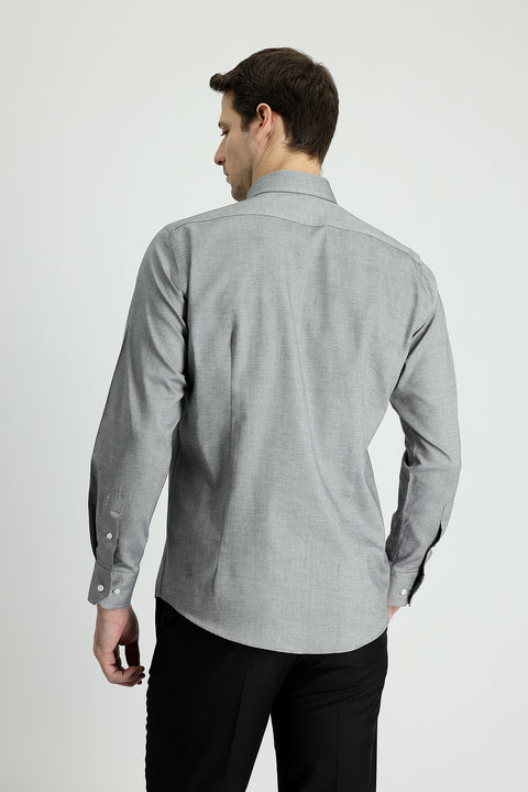 Black Long Sleeve Slim Fit Narrow Cut Oxford Cotton Button-Down Collar Shirt