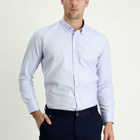 Light Blue Long Sleeve Slim Fit Narrow Cut Oxford Cotton Button-Down Collar Shirt