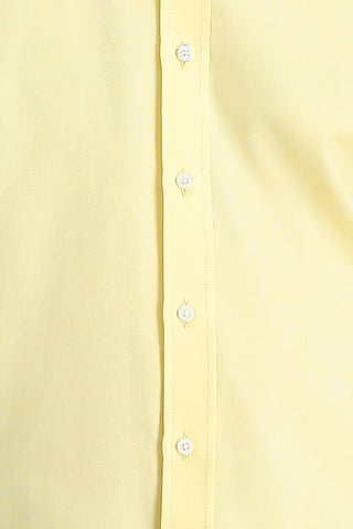  Açık Sarı Uzun Kol Slim Fit Dar Kesim Oxford Pamuk Düğmeli Yaka Gömlek