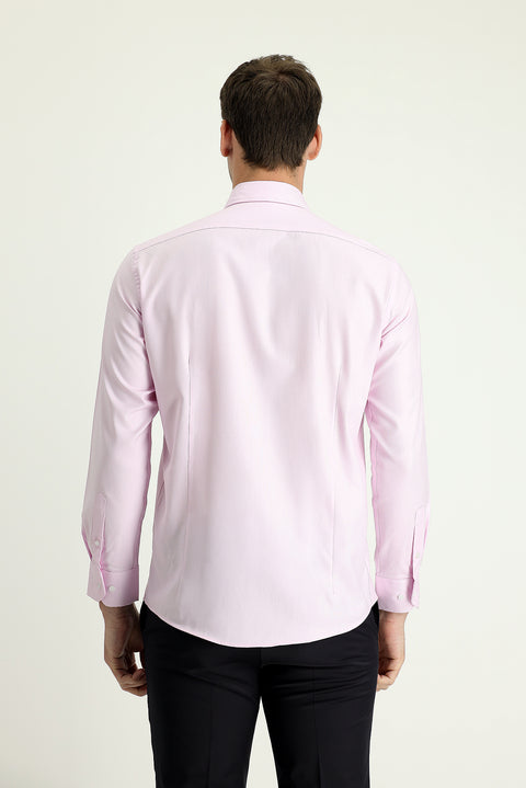 Dusty Pink Long Sleeve Slim Fit Narrow Cut Oxford Cotton Button-Down Collar Shirt