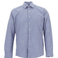 Medium Navy Long Sleeve Slim Fit Classic Patterned Cotton Shirt
