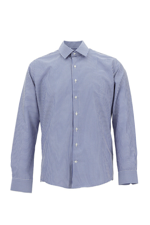 Medium Navy Long Sleeve Slim Fit Classic Patterned Cotton Shirt