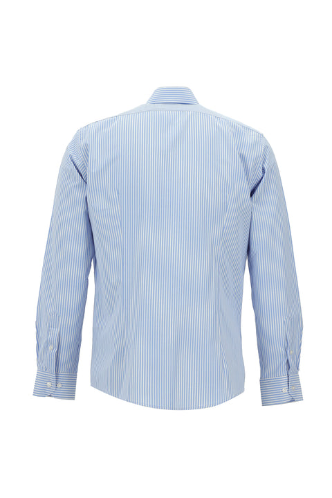 Light Blue Long Sleeve Slim Fit Narrow Cut Classic Patterned Cotton Shirt