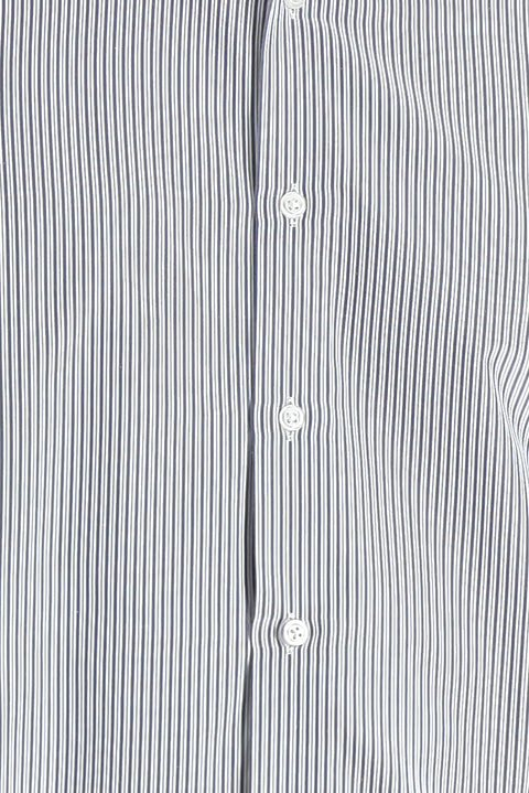 Medium Navy Long Sleeve Slim Fit Narrow Cut Sporty Striped Shirt
