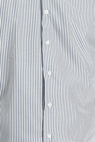  Orta Lacivert Uzun Kol Slim Fit Dar Kesim Çizgili Pamuklu Gömlek