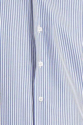  Koyu Mavi  Uzun Kol Slim Fit Dar Kesim Çizgili Pamuklu Gömlek