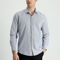 Medium Navy Long Sleeve Slim Fit Classic Striped Cotton Easy-Iron Shirt