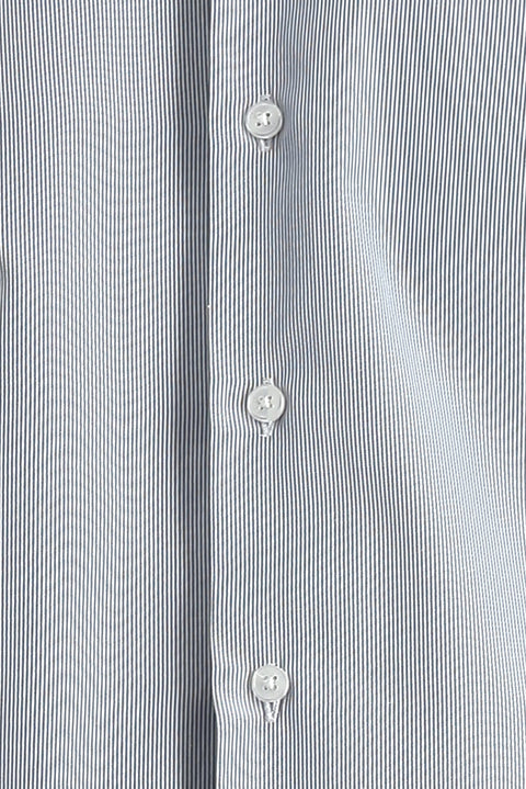 Medium Navy Long Sleeve Slim Fit Classic Striped Cotton Easy-Iron Shirt