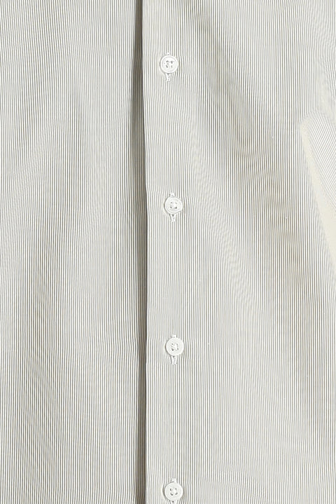 Medium Beige Long Sleeve Slim Fit Narrow Cut Classic Striped Cotton Easy Iron Shirt