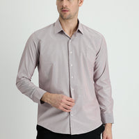 Light Burgundy Long Sleeve Slim Fit Narrow Cut Classic Striped Cotton Easy Iron Shirt