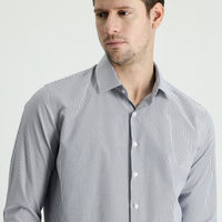 Medium Navy Long Sleeve Slim Fit Striped Cotton Easy-Iron Shirt