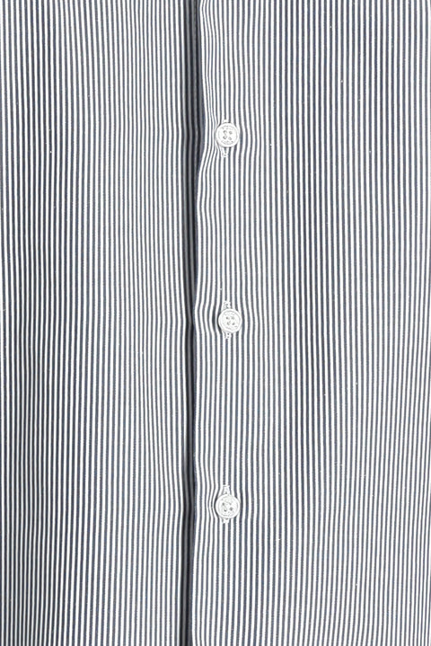 Medium Navy Long Sleeve Slim Fit Striped Cotton Easy-Iron Shirt