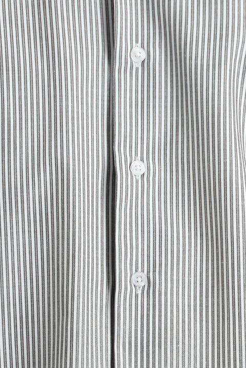 Black Long Sleeve Slim Fit Striped Cotton Easy-Iron Shirt