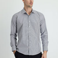 Medium Navy Long Sleeve Slim Fit Striped Cotton Easy-Iron Shirt