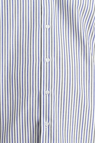  Orta Haki Uzun Kol Slim Fit Dar Kesim Çizgili Pamuklu Gömlek