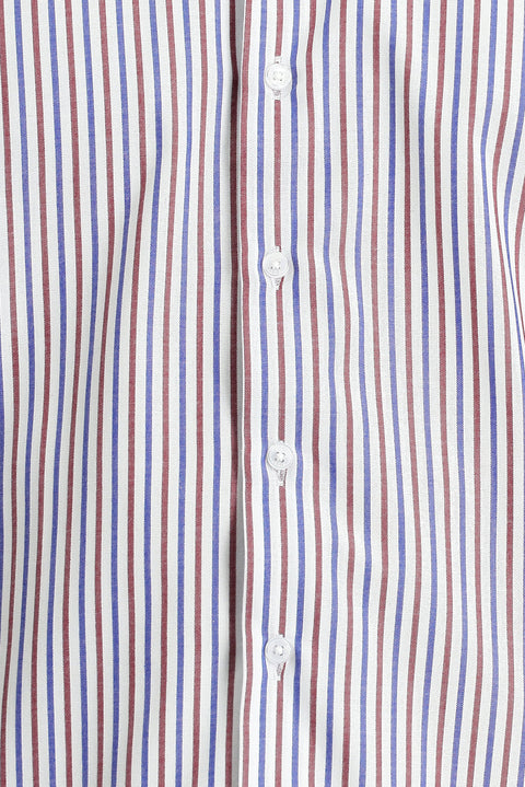 Dark Burgundy Long Sleeve Slim Fit Striped Shirt