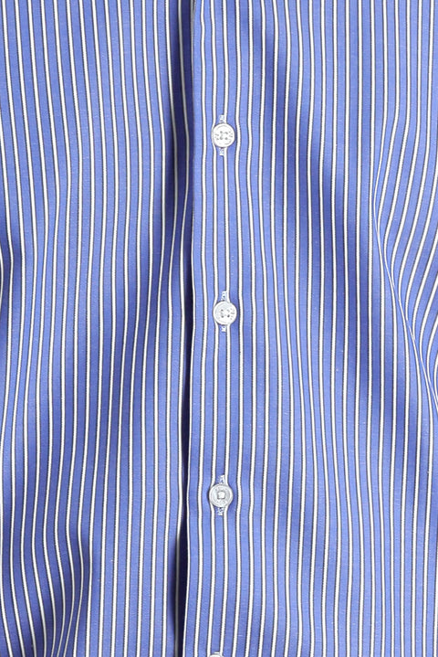 Dark Blue Long Sleeve Slim Fit Striped Shirt