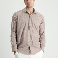 Medium Mink Long Sleeve Slim Fit Striped Shirt
