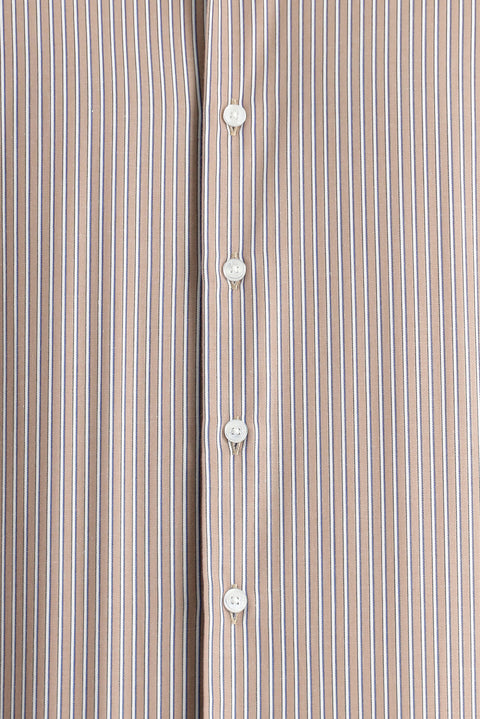 Medium Mink Long Sleeve Slim Fit Striped Shirt